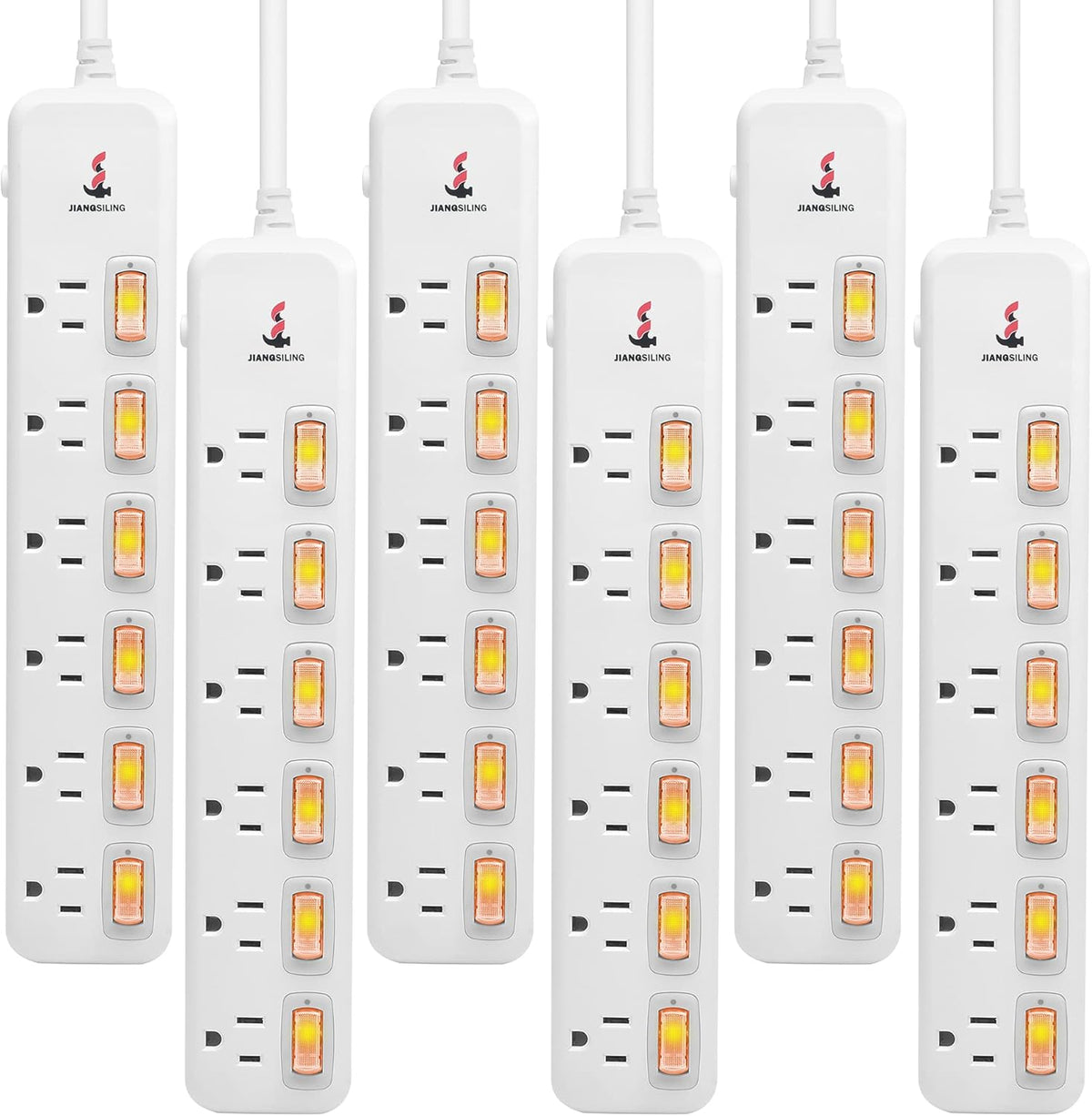 6 ft White Power Strip Surge Protector, 4 Outlets, Pack of 2 L674