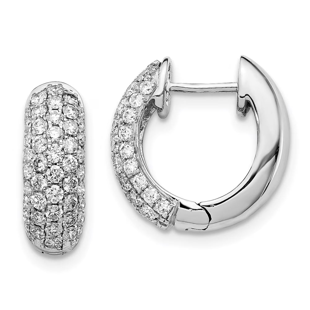 14kt White Gold Diamond Hinged Hoop Earrings Z1621