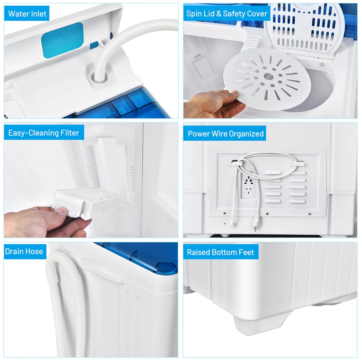 Portable Semi-automatic Washing Machine Blue H680931