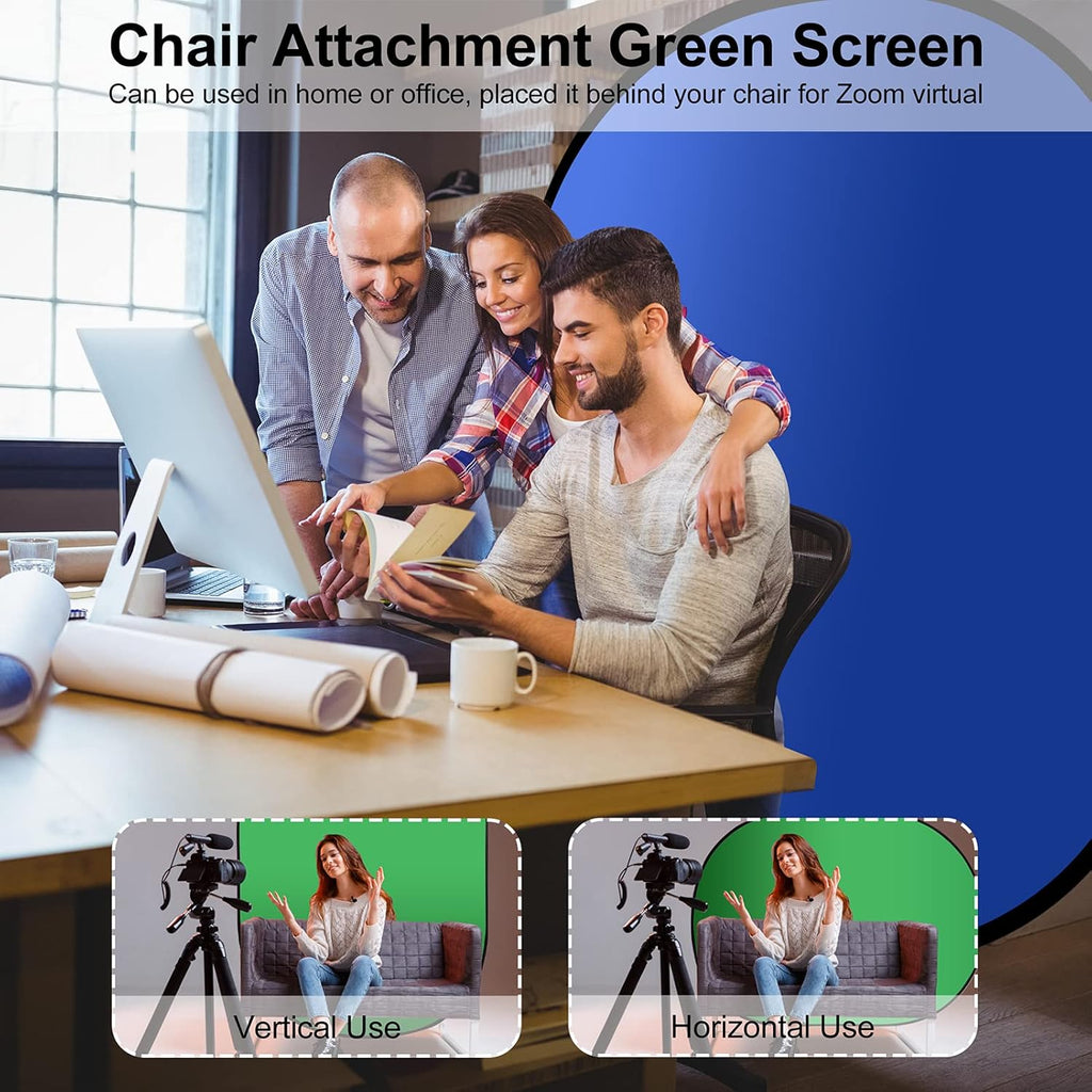 Portable Green Screen Backdrop 5 x 6.5ft Collapsible Chromakey Background Q660