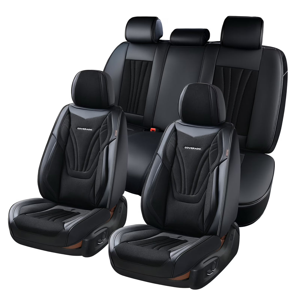 Black 5 Seats Breathable Car Seat Covers Full Set P7071