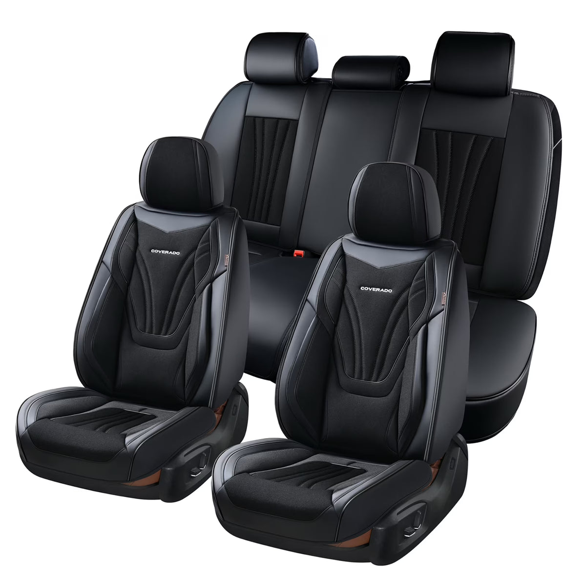 Black 5 Seats Breathable Car Seat Covers Full Set P7071