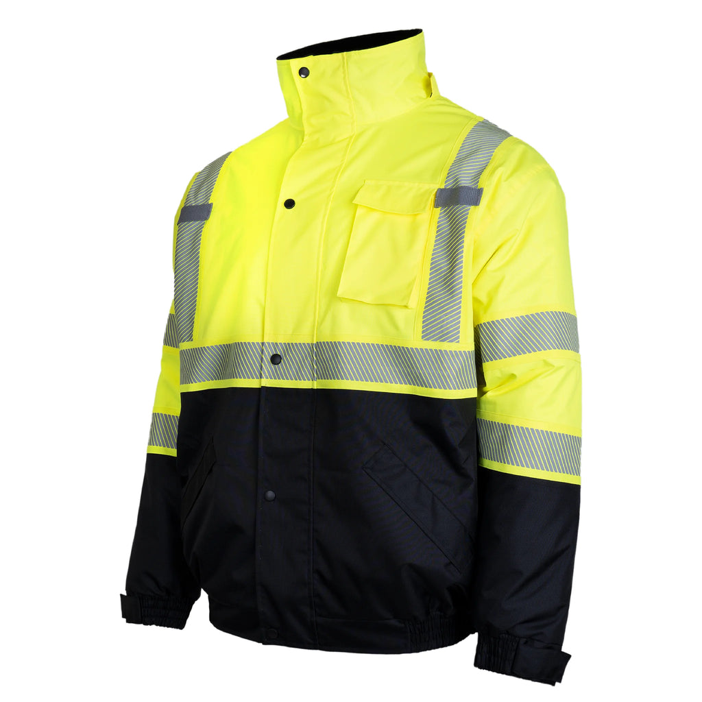 Hi-Vis Safety Jacket with Removable Hood, Yellow, XL E95147