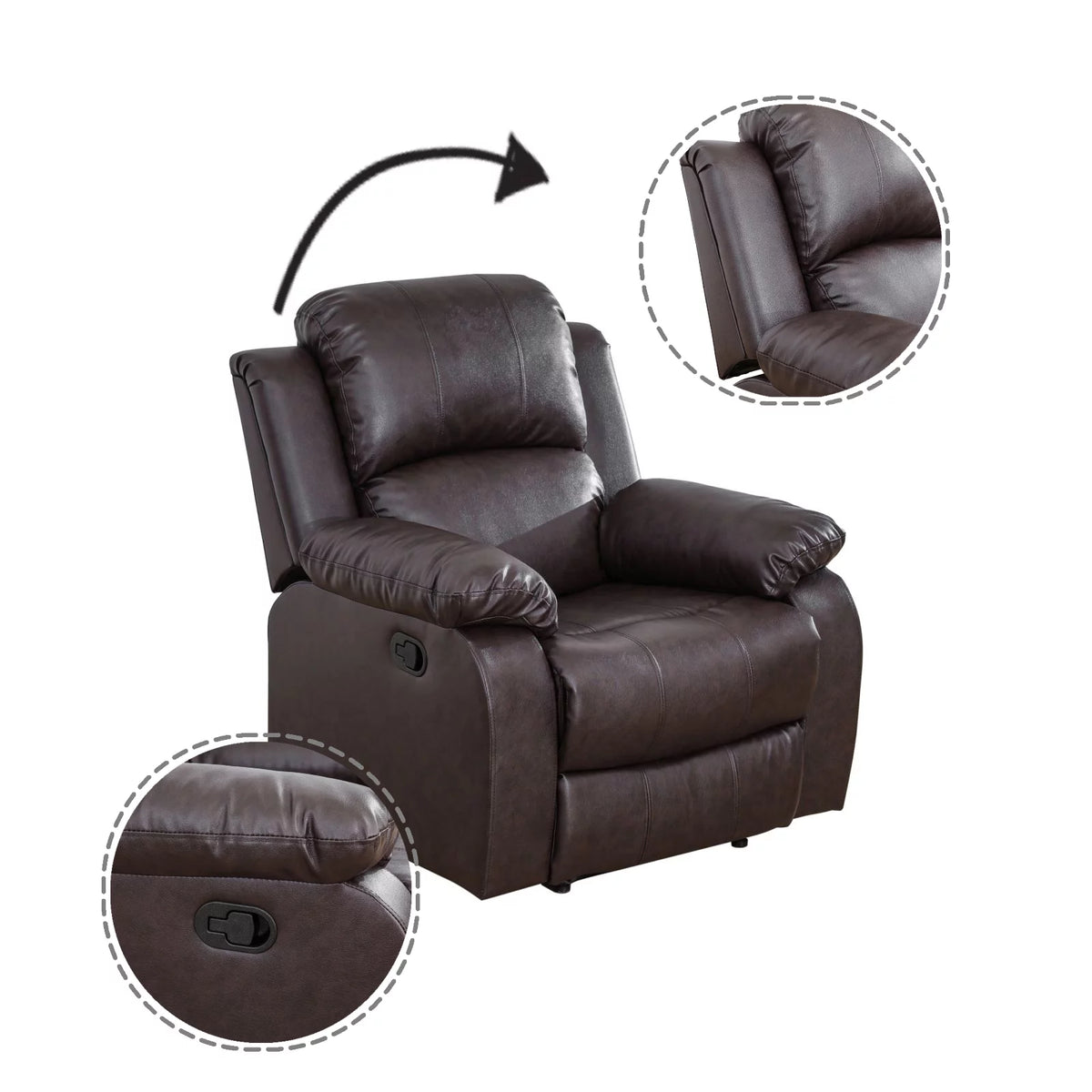 Leather Recliner Chair with Adjustable Backrest Y23018