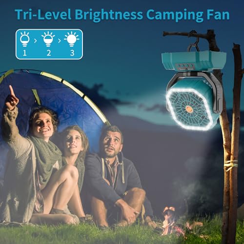 20000mAh Rechargeable Portable Camping Fan with Remote Control, Black S41771