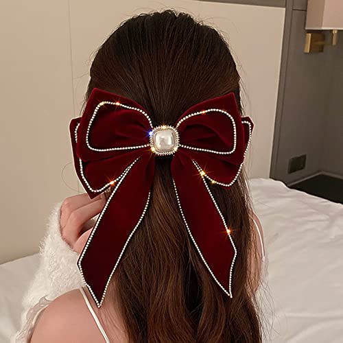 Red Velvet Hair Bow Clip F994