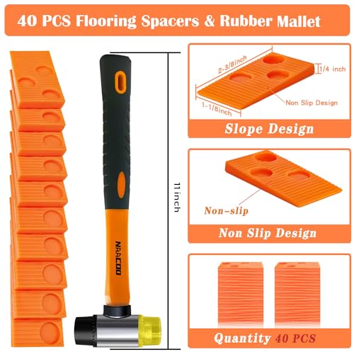 4 in 1 Floor Installation Kit with Tapping Block, Pull Bar, 40pc Spacers, Rubber Mallet M52058