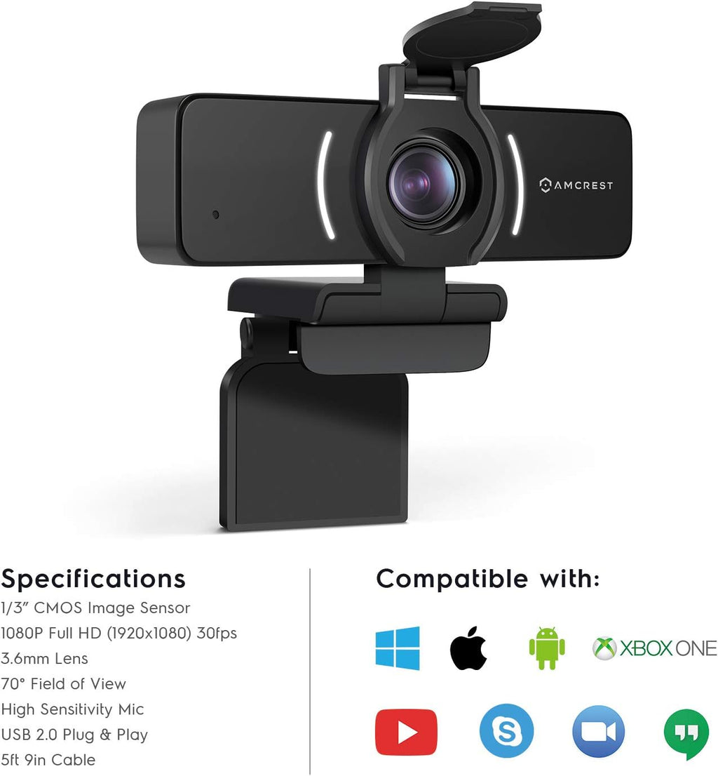 1080P Webcam with Microphone & Privacy Cover, USB Camera, Wide Angle Lens Z94657