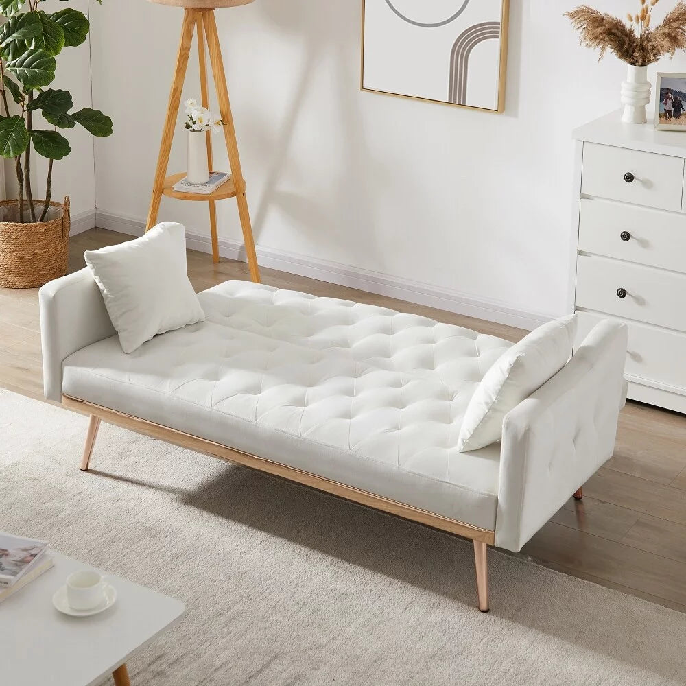 White Velvet Convertible Sofa Bed M22075