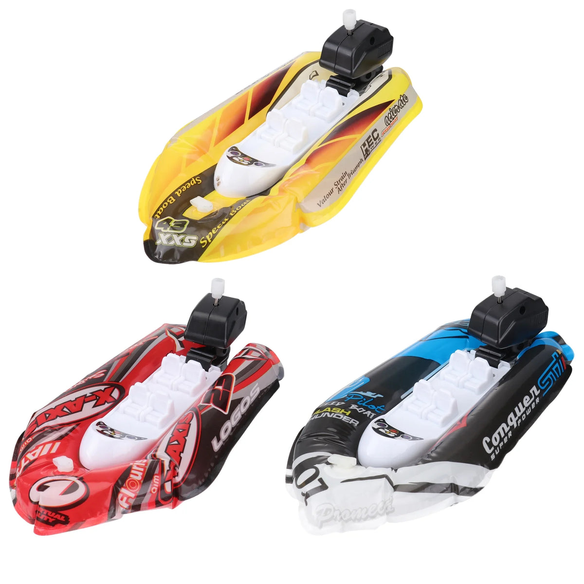 3pcs Mini Inflatable Paddle Boat Bathing Toy (Blue + Red + Yellow) F82852