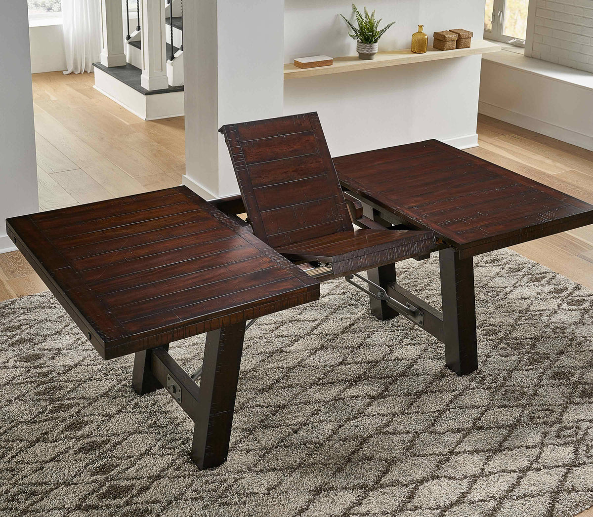 Rustic Mahogany Trestle Table V1067