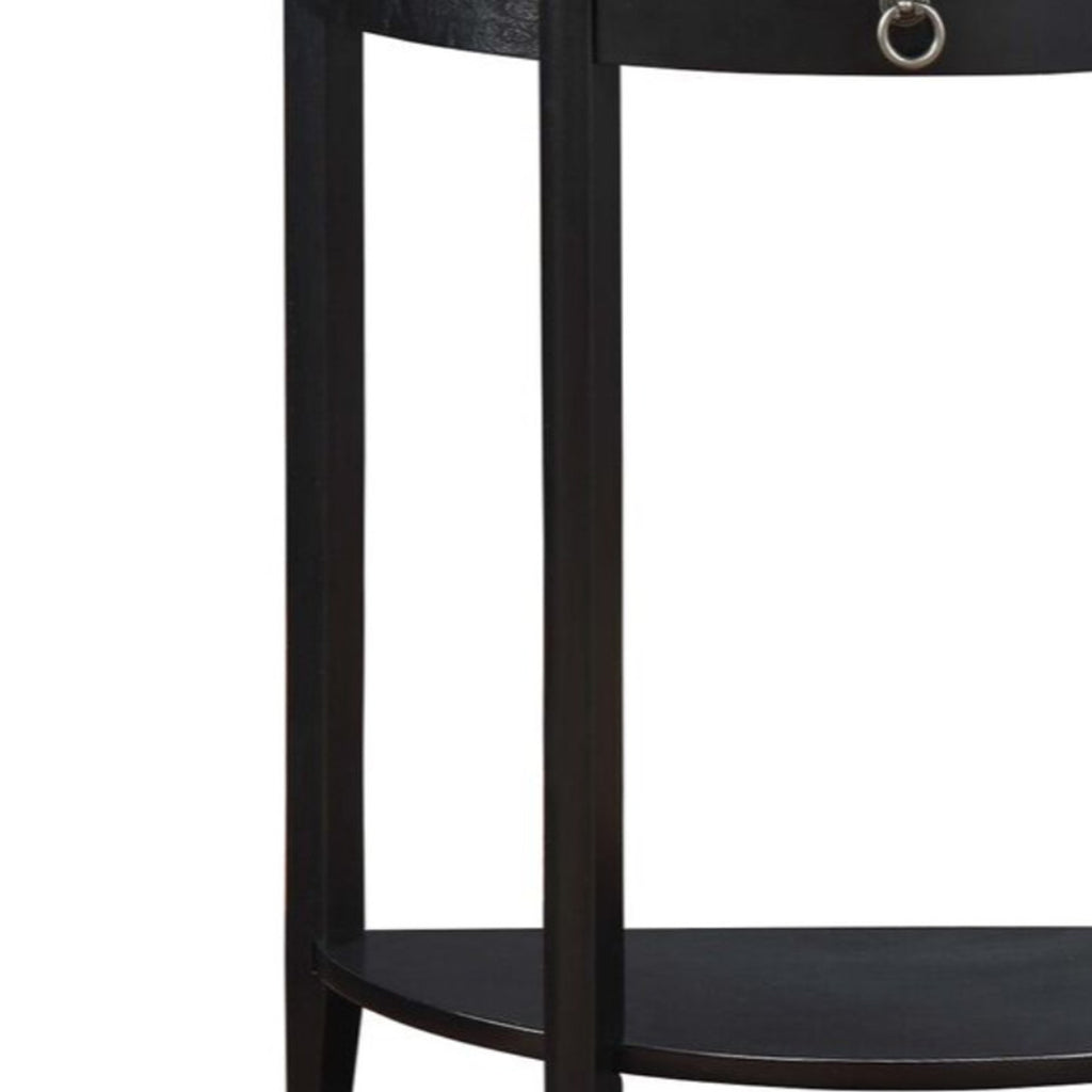 Black Wooden Half Moon Console Table with Storage Drawer X4290