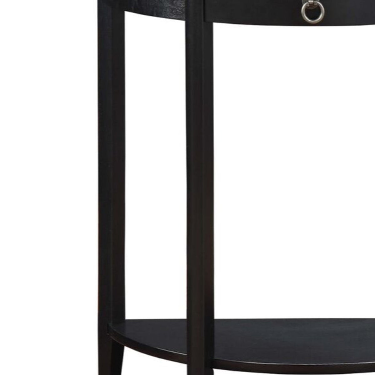 Black Wooden Half Moon Console Table with Storage Drawer X4290