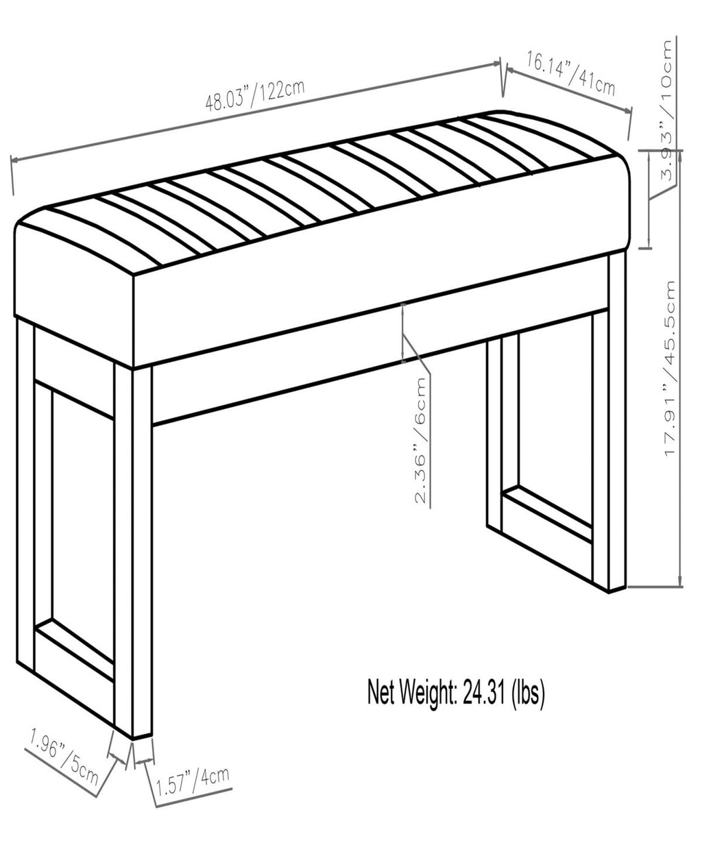 Distressed Grey Taupe Ottoman Bench H40157