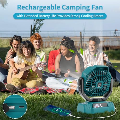 20000mAh Rechargeable Portable Camping Fan with Remote Control, Black S41771