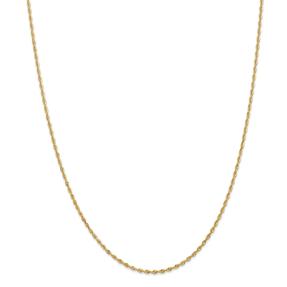 14kt Yellow Gold Diamond Cut Rope Chain, 30 inch, Lobster Clasp V3967