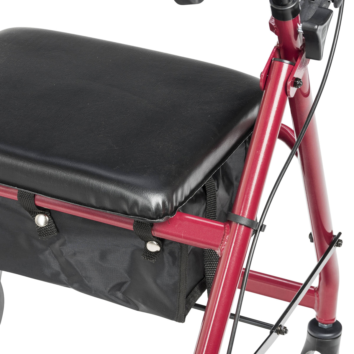 Red Aluminum Rollator with Padded Seat F153