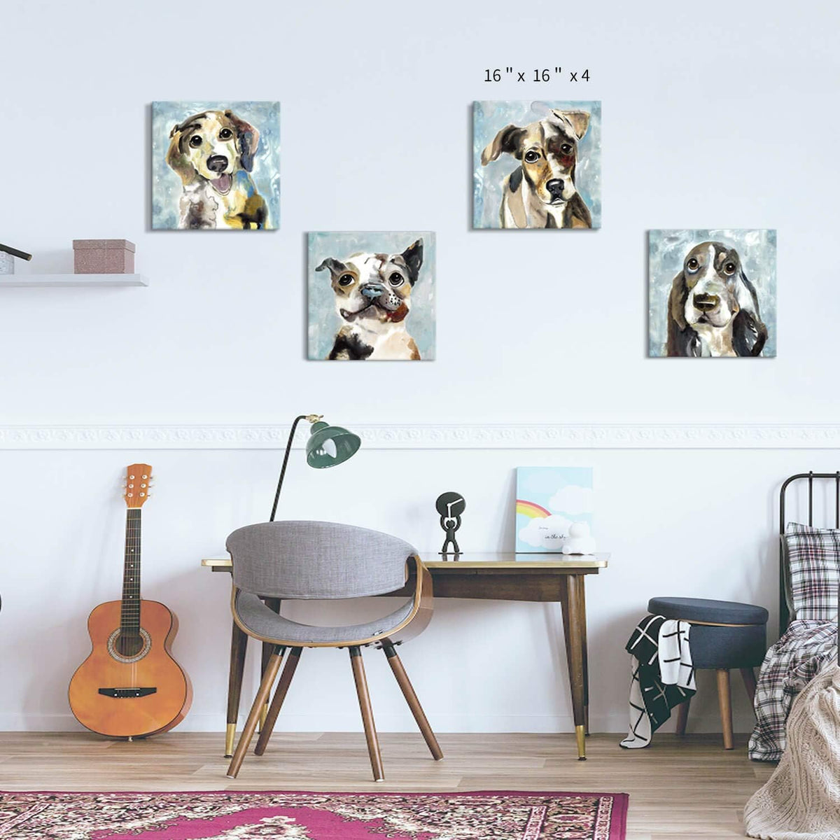 Abstract Dog Canvas Print 16'' x 16'' 4 Panels F37281