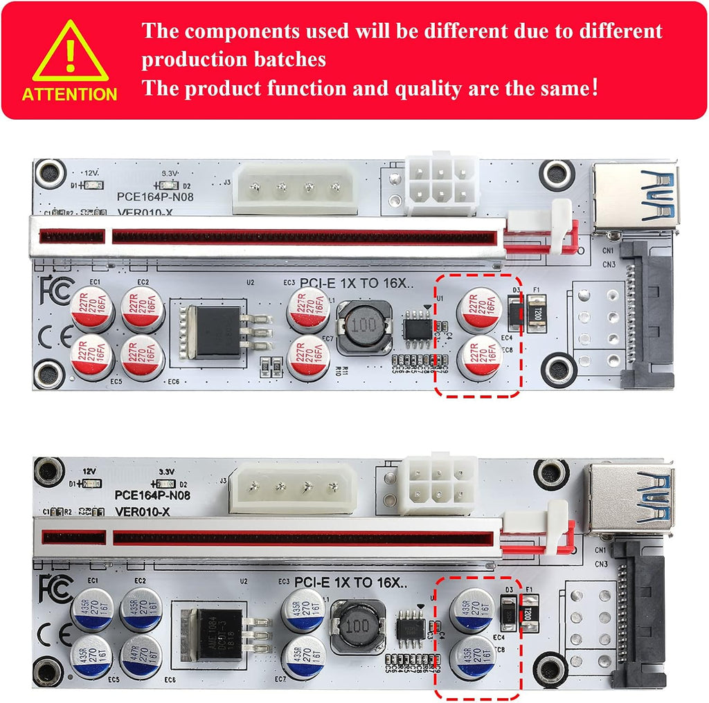 PCI-E 1X to 16X Riser Card with 24in USB 3.0 Extension Cable M8711