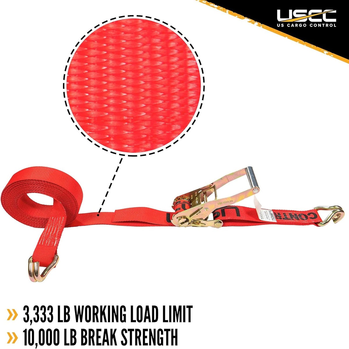2 Inch x 27 Foot Red Ratchet Straps with Double J Hooks, 4 Pack G503