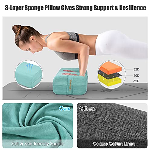 Yoga Bolster Pillow with Carry Handle, Removable Machine Washable Soft Suede Pillowcase Z4589
