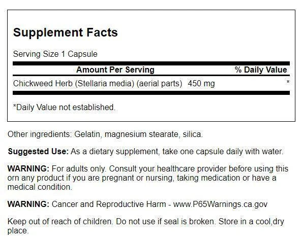 Chickweed Herb 450 mg 180 Capsule Z110
