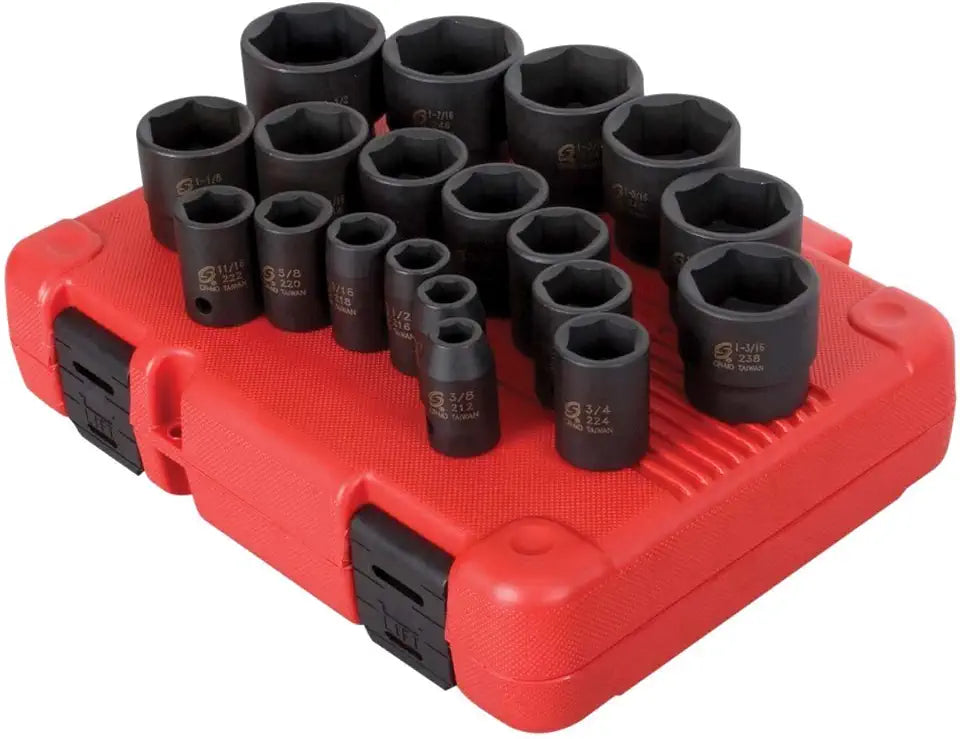 1/2 Inch Drive Impact Socket Set, 19-Piece, SAE, Cr-Mo Alloy Steel Q637