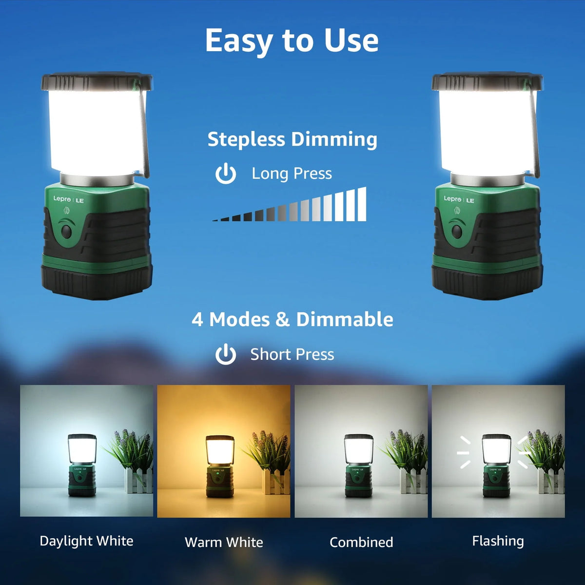 LED Camping Lantern Rechargeable 1000LM 4400mAh Y9871
