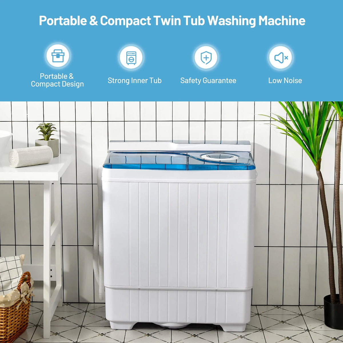 Portable Semi-automatic Washing Machine Blue H680931