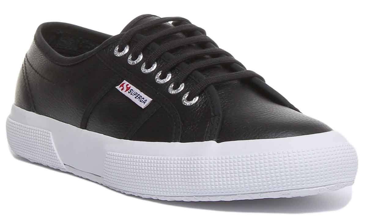Black Leather Casual Trainers E548