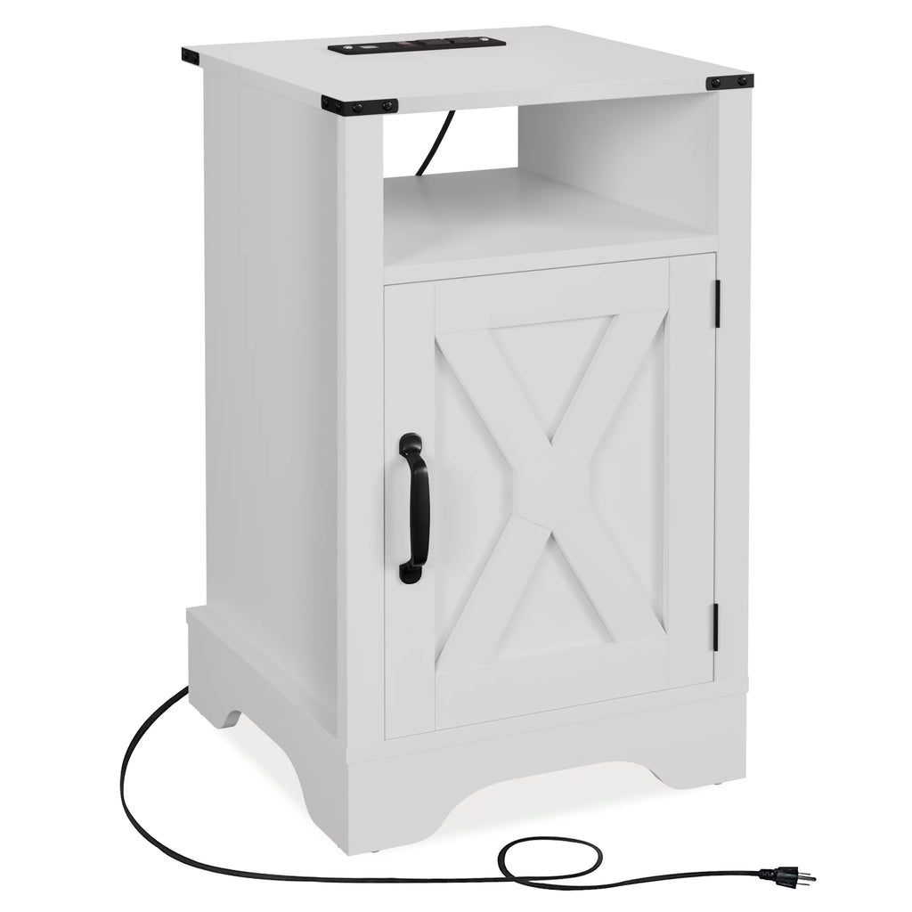 White Farmhouse Nightstand Side Table (2 Sets) X5168