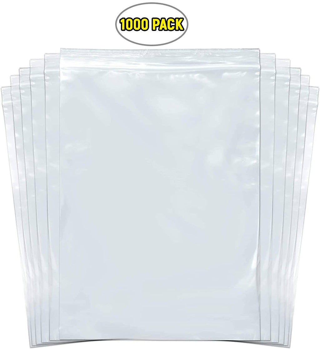 1000 Pack Clear Reclosable Zip Lock Poly Bags 2 Mil 13x22 x 18x22 A5836