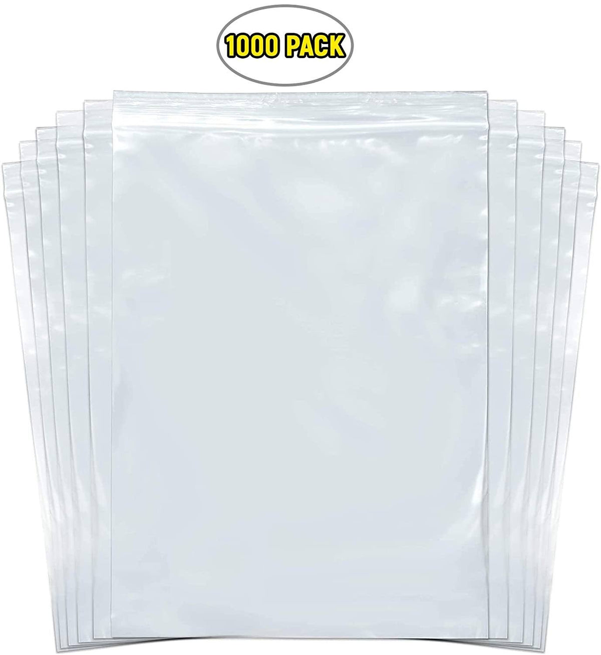 1000 Pack Clear Reclosable Zip Lock Poly Bags 2 Mil 13x22 x 18x22 A5836