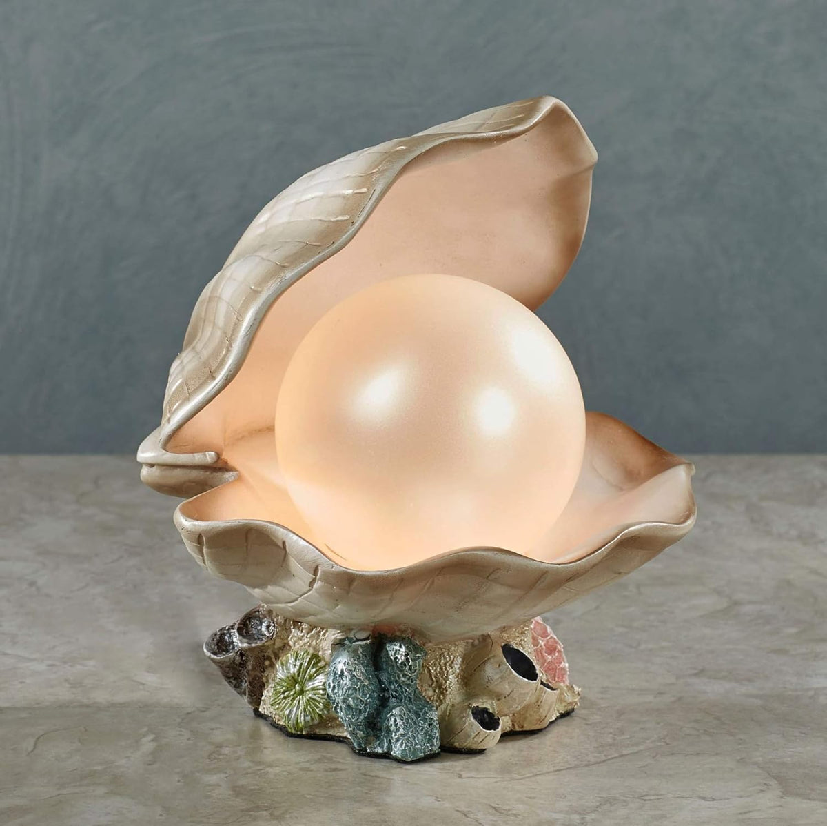 Ivory Resin Clam Night Light, 7 Inches High V531466