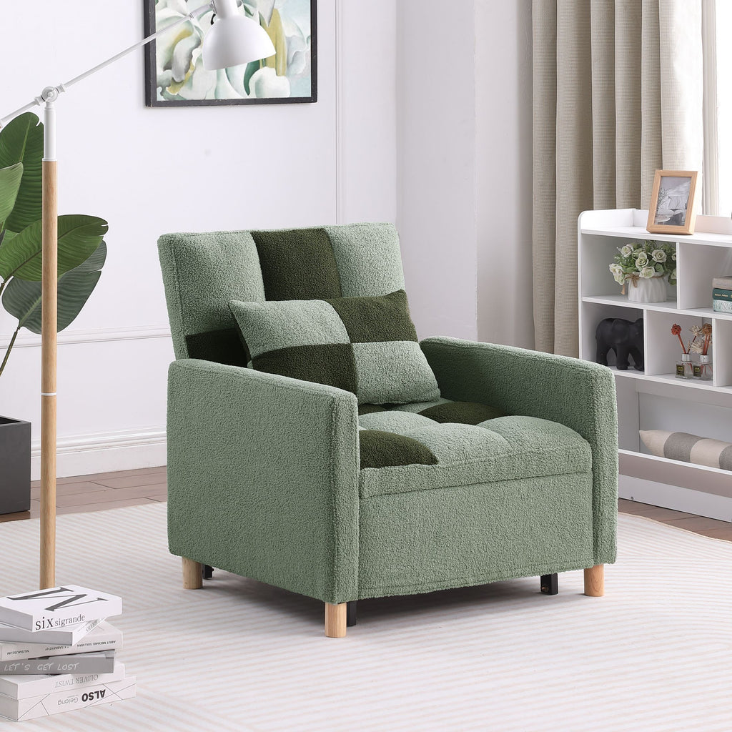 Convertible Sleeper Sofa Chair Bed with Pillow Teddy Fabric C723466