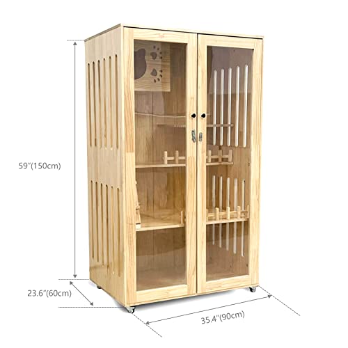 Large Indoor Cat Enclosure with Scratching Post and Lockable Wheels R992466