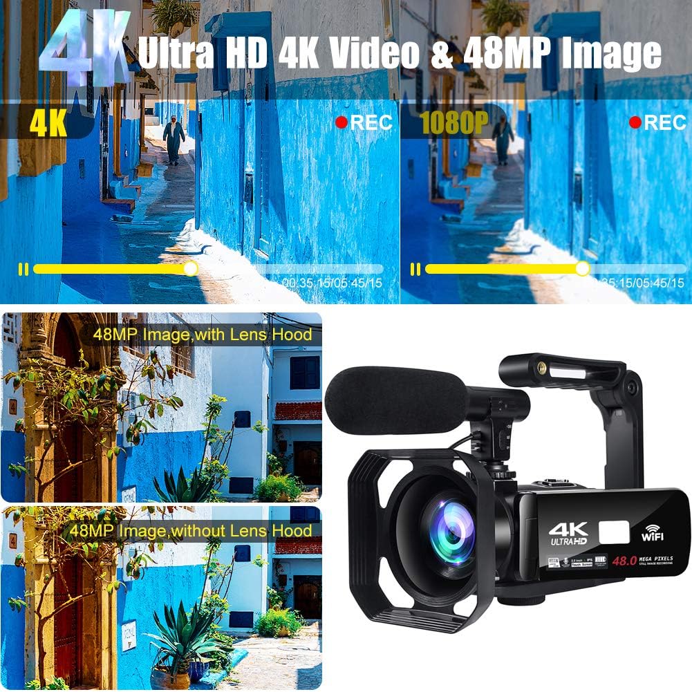 4K Video Camera Camcorder with Microphone and Touch Screen M185547
