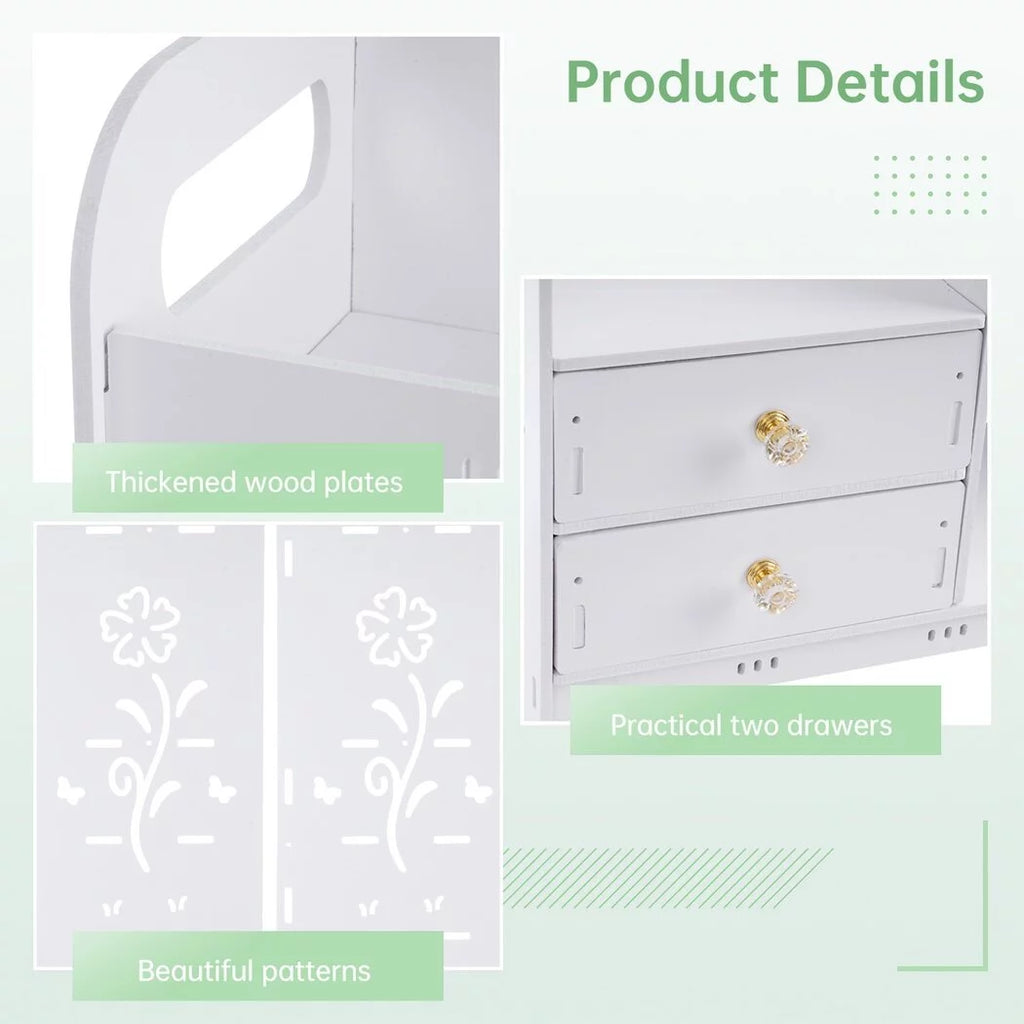 White Wall Mounted Bathroom Cabinet with 2 Drawers O3746