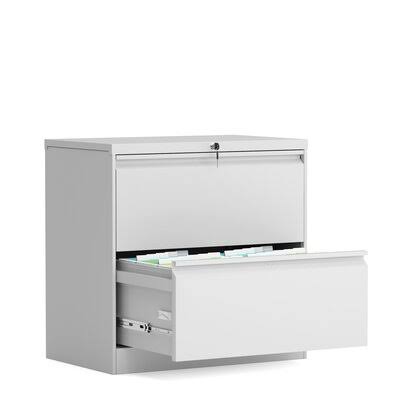 White 2 Drawer Folding Lateral File Cabinet I353342