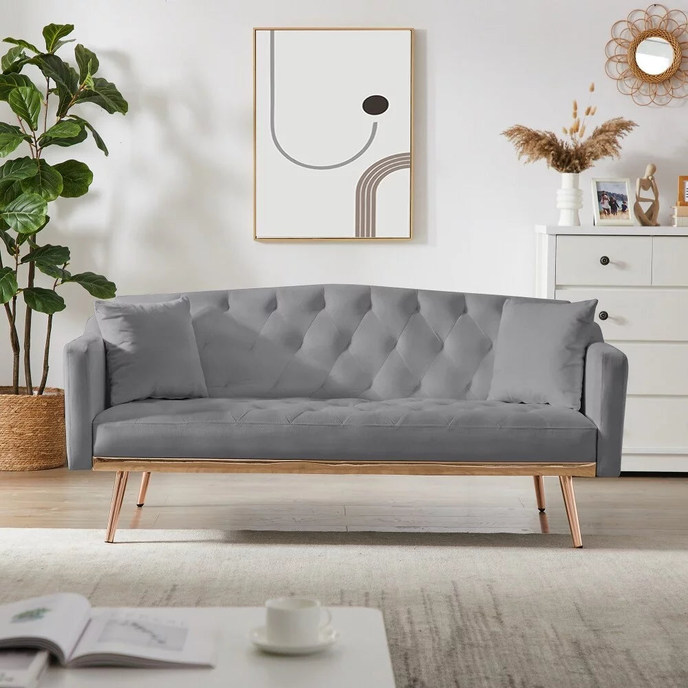 White Velvet Convertible Sofa Bed M22075