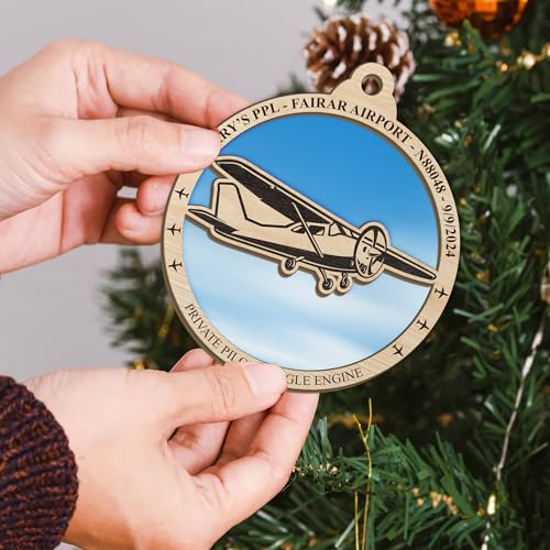 Wooden Airplane Christmas Tree Ornament K3408