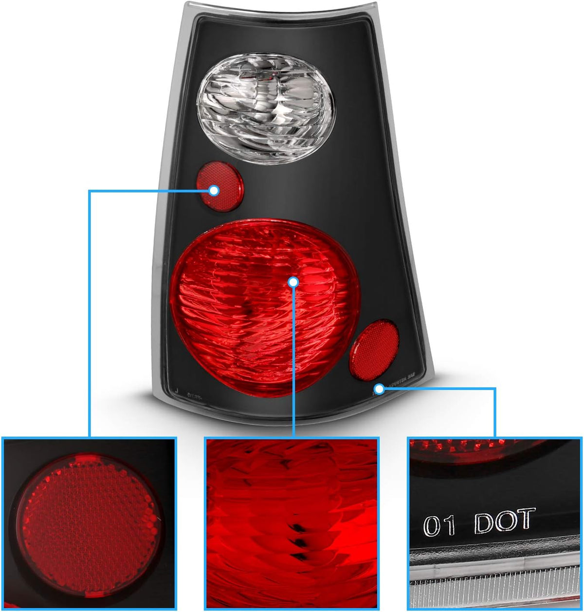 Black Replacement Brake Tail Lights Set R28565