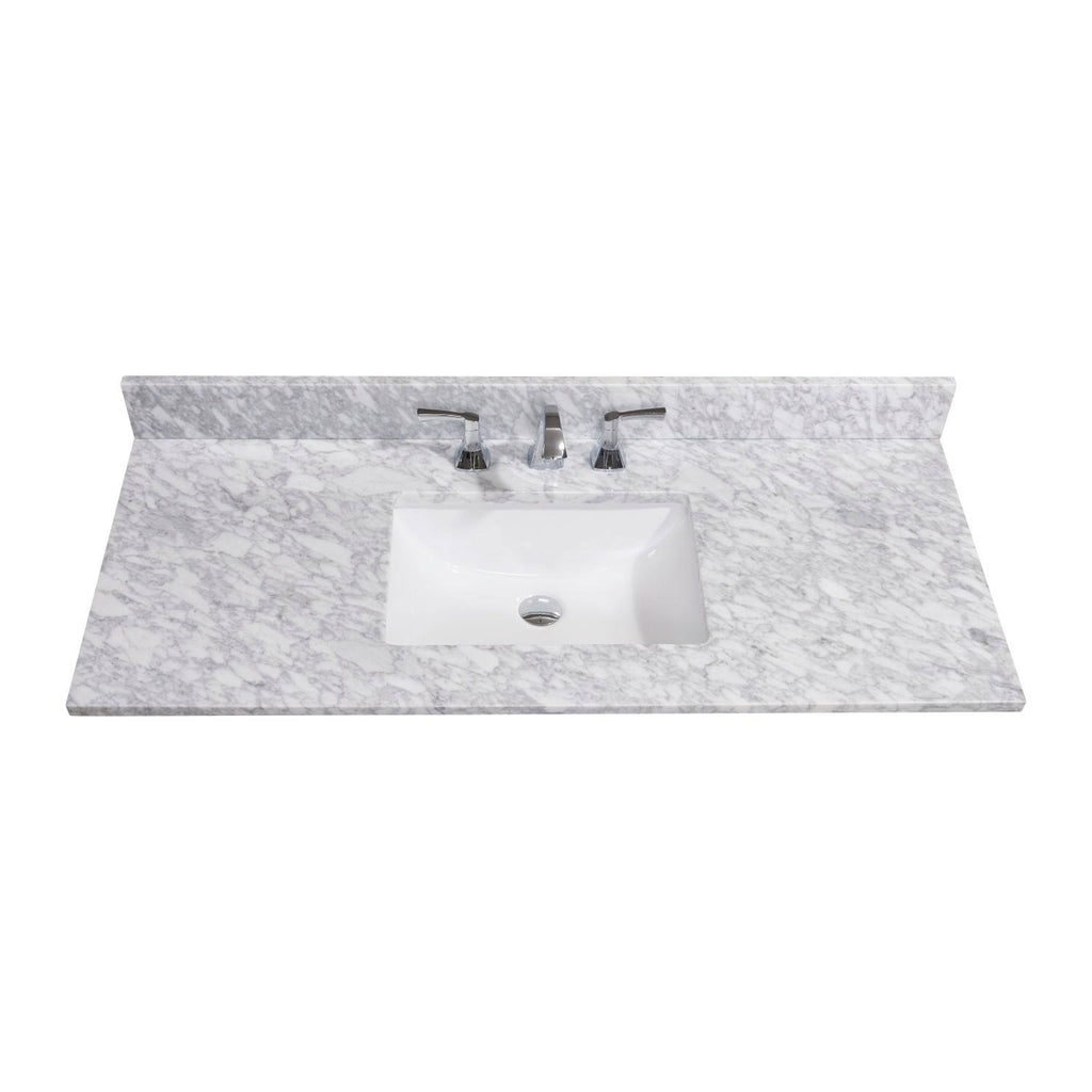 Carrara White Single Bathroom Vanity Top with Sink E29818