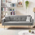 Gray Velvet Convertible Sofa Bed with 2 Pillows W808538