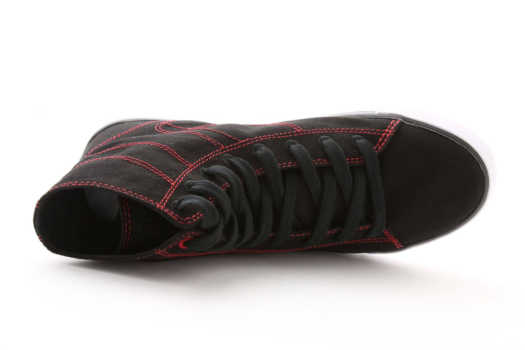 Black Red Canvas High Tops H617