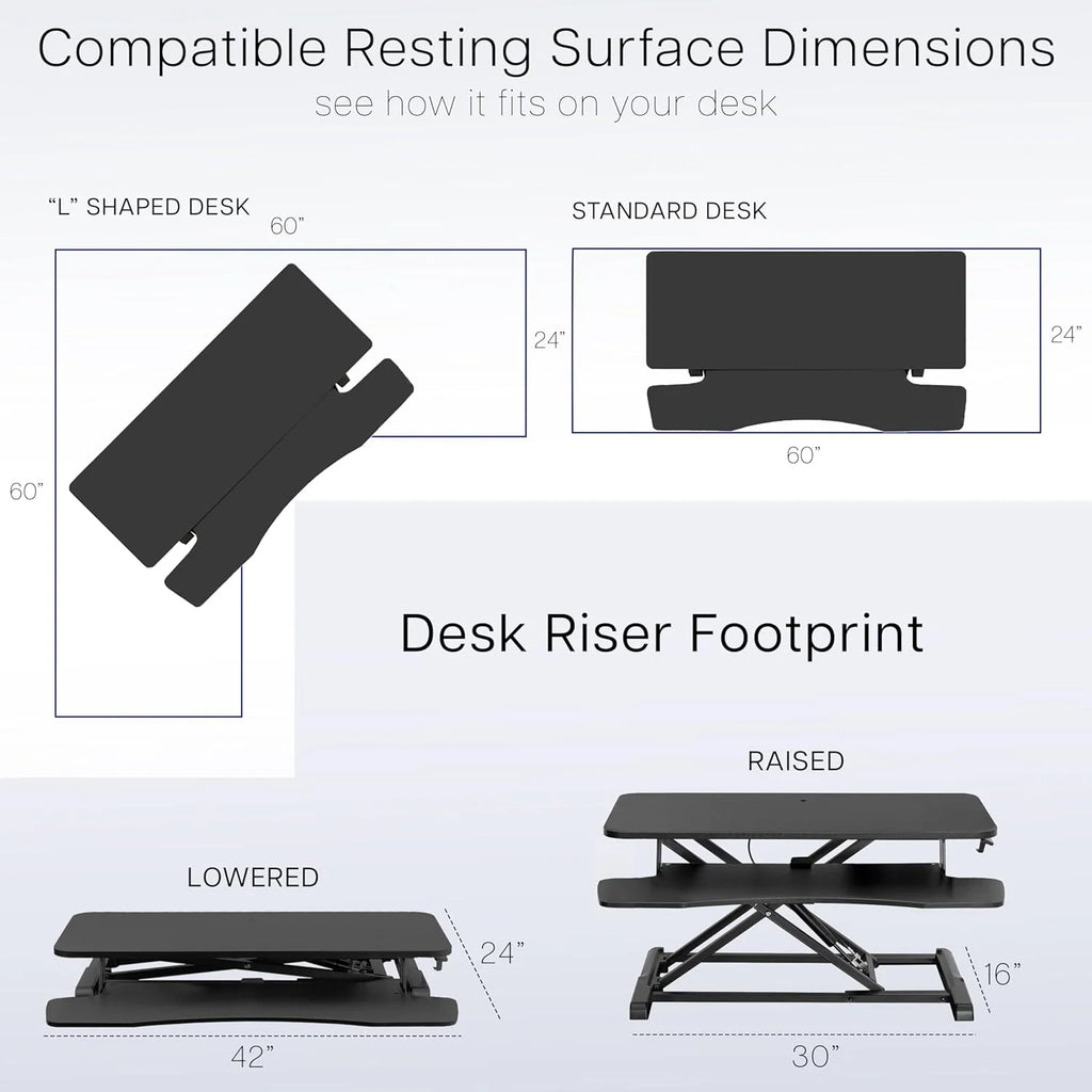 Black Height Adjustable Standing Desk Monitor Riser V789259