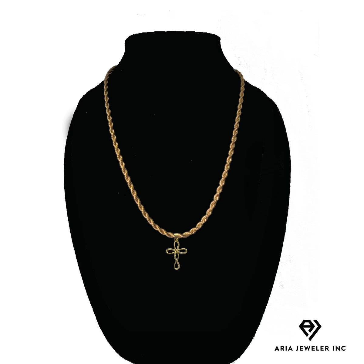 14k Bonded Gold Necklace with Infinity Cross Pendant A119565