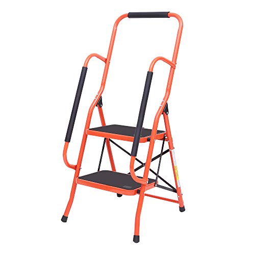 Black 2 Step Folding Ladder with Handrails W639721