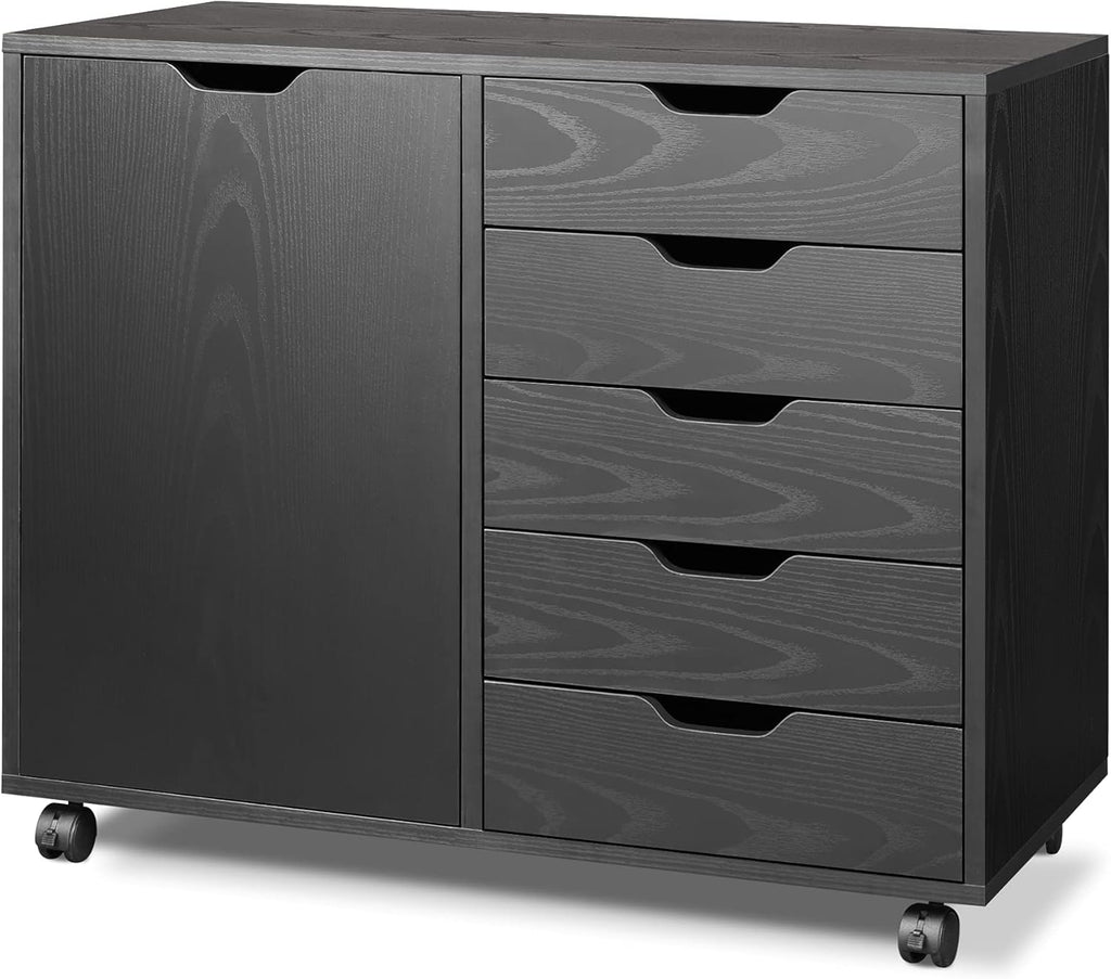 Black 5-Drawer Wood Dresser Q882