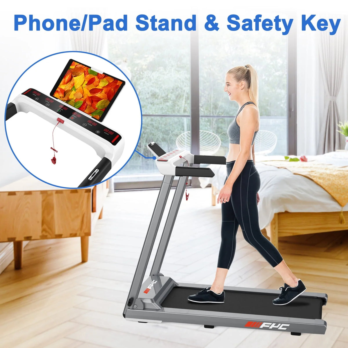 Folding Treadmill with Incline 3.5HP 8.5MPH Foldable Compact Electric Treadmill V184
